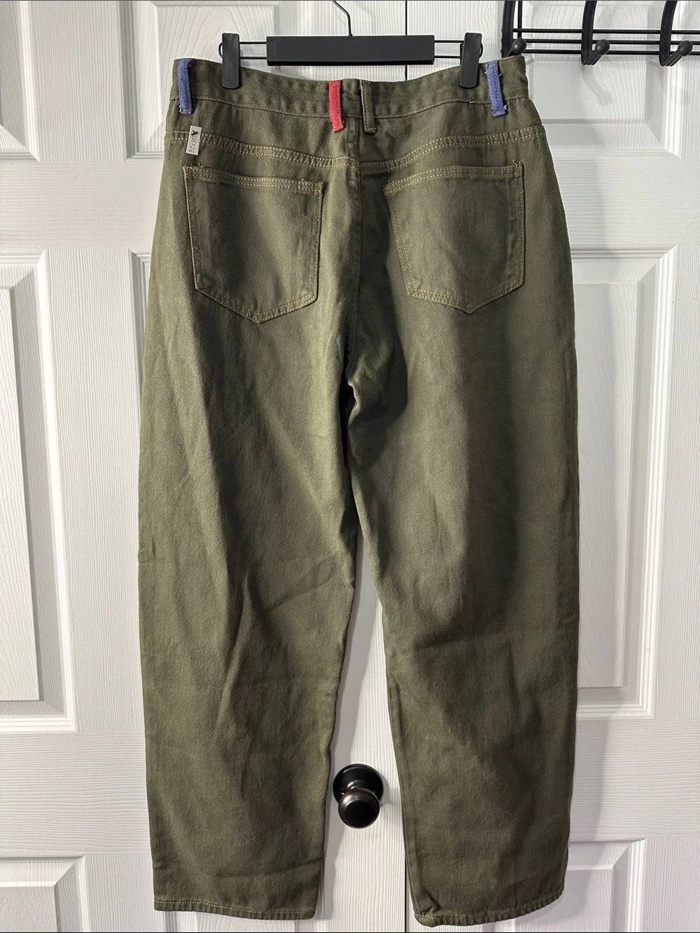 Olive Green Wide Leg Jeans Flare - Women - Picture 3 of 4